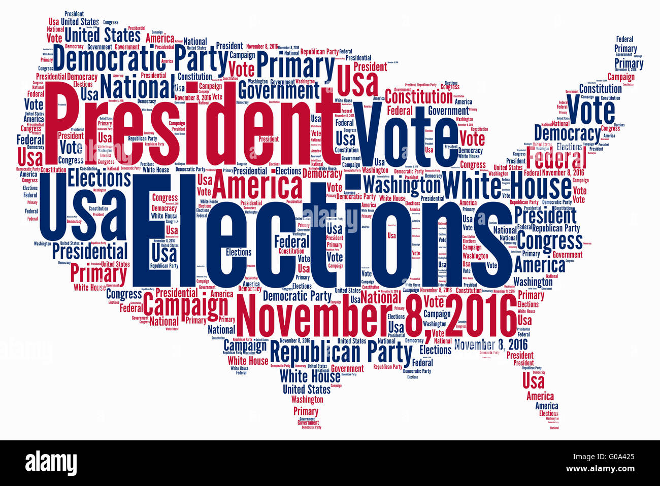 United States of America elections 2016 word cloud Stock Photo