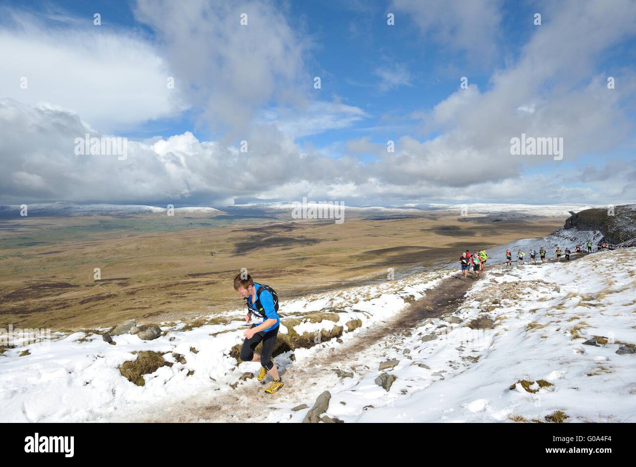 Runners taking part in the three peaks fell race in the Yorkshire Dales