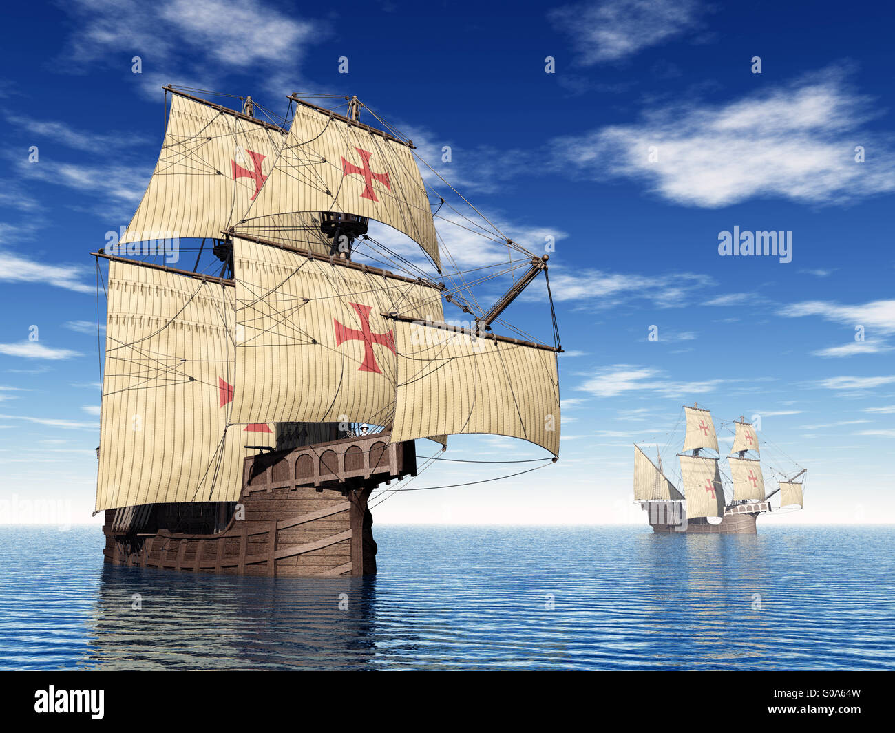 Portuguese Ships of the Fifteenth Century Stock Photo