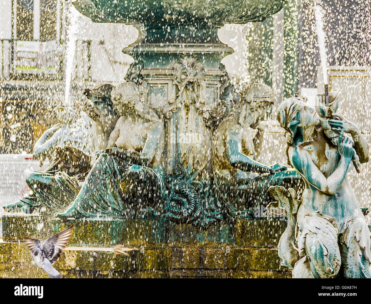 Part Of Fountain In Rossio Square Lisbon Portugal Stock Photo