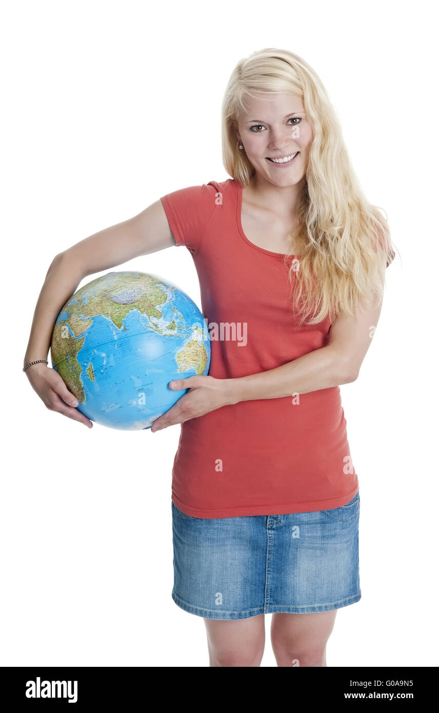 Woman holding globe hi-res stock photography and images - Alamy
