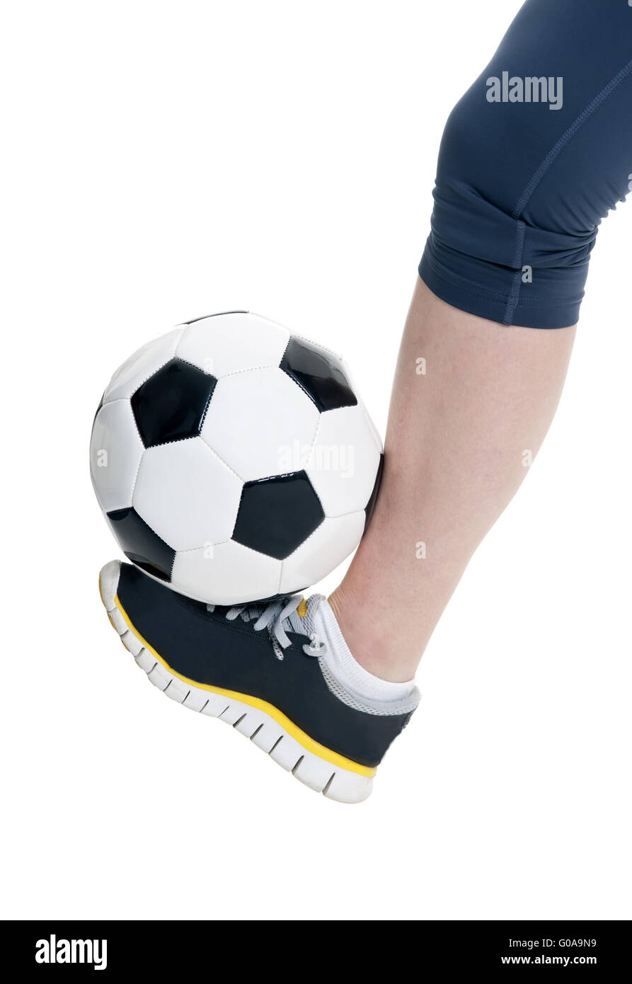 foot with soccer ball Stock Photo