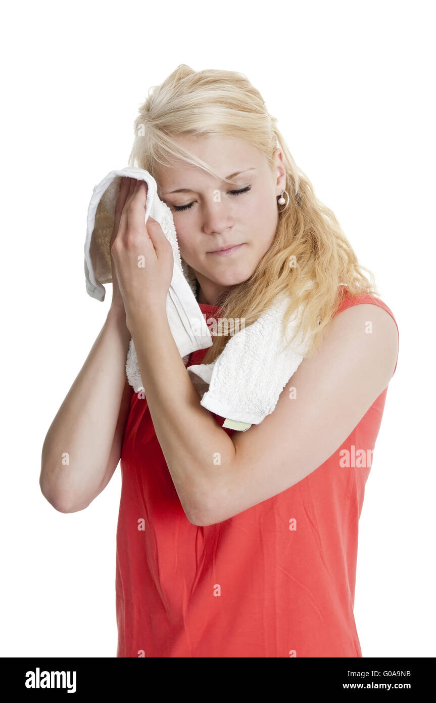 woman with towel Stock Photo