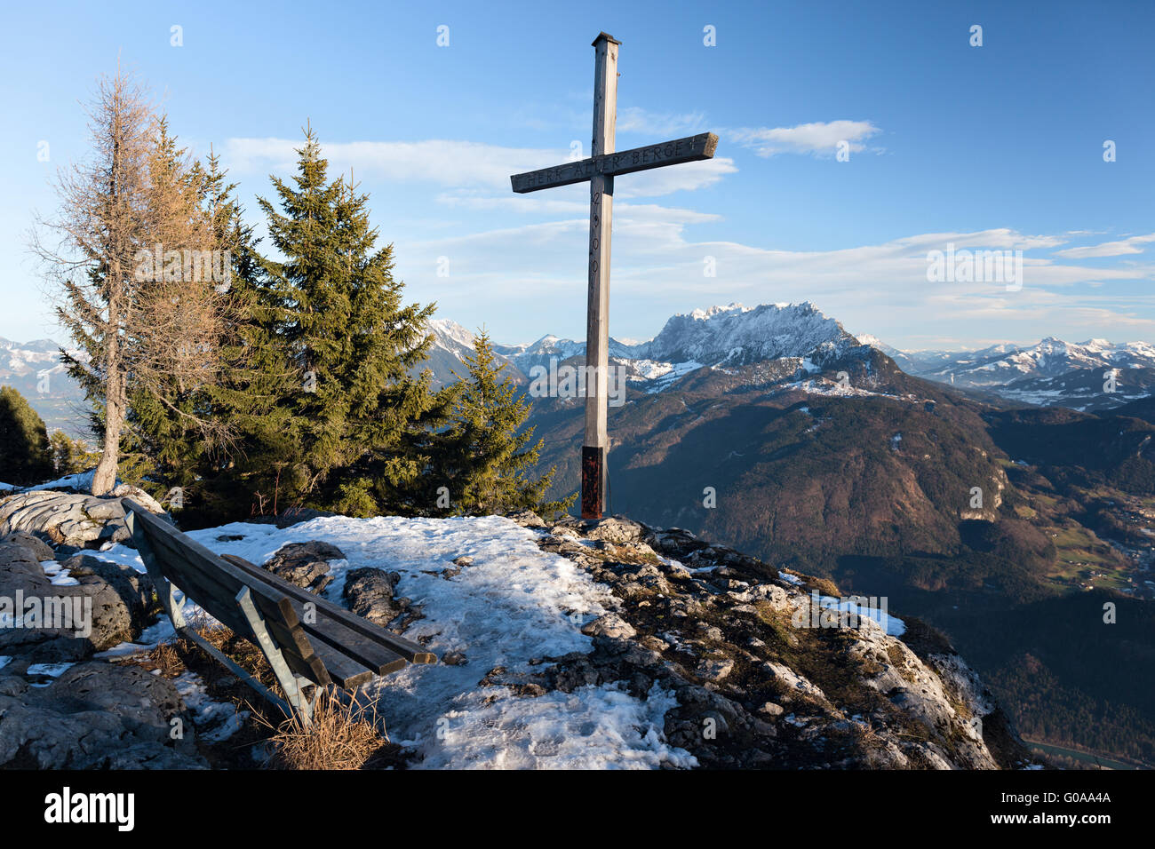 Summit cross of mount Pendling 1563 m Stock Photo