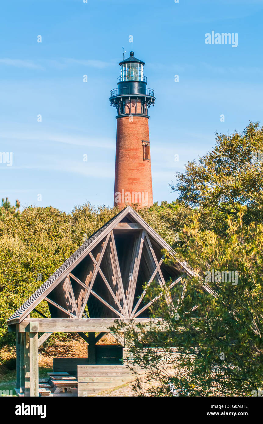 Currituck Beach Lighthouse on the Outer Banks of North Carolina Stock Photo