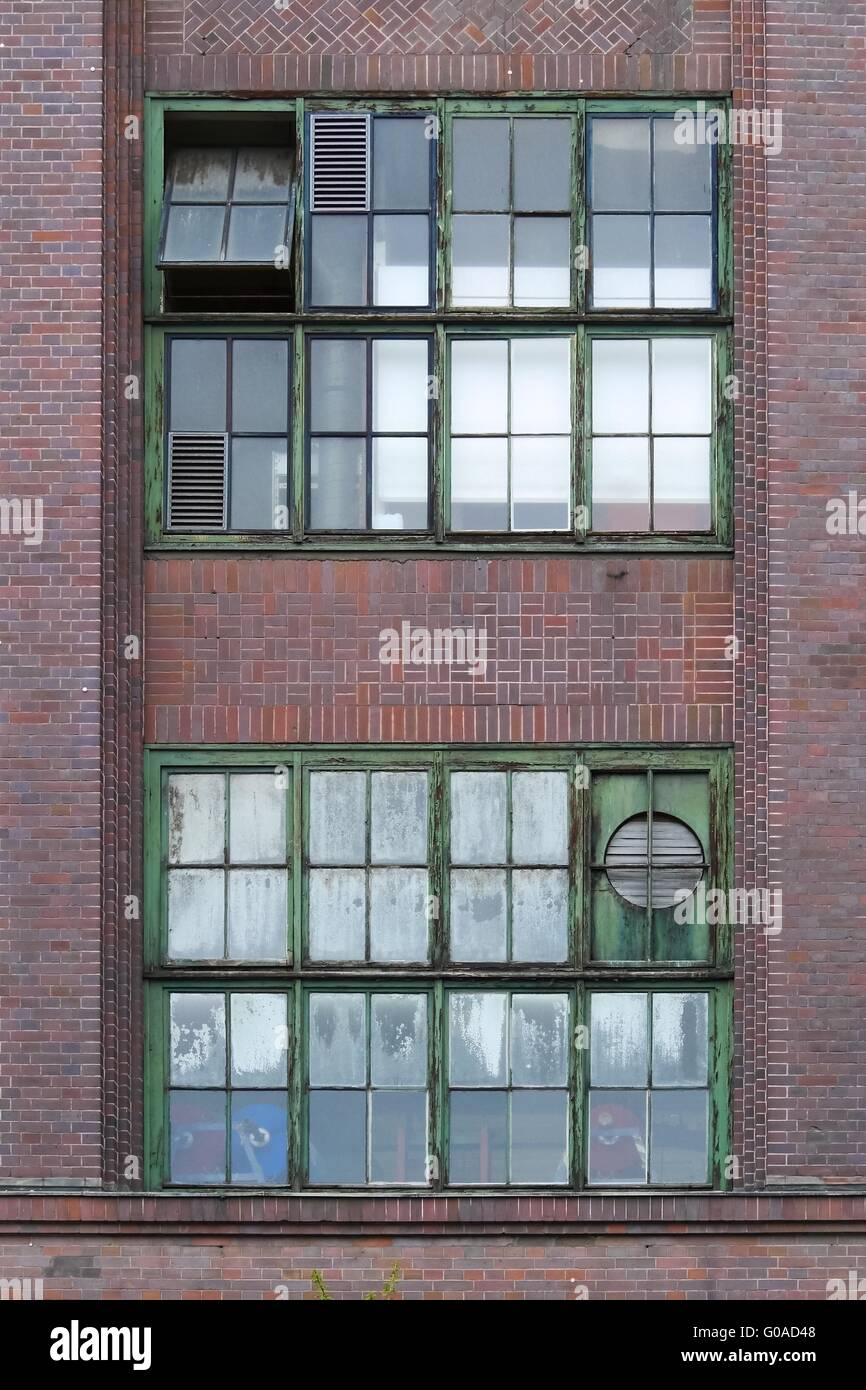 Old factory windows Stock Photo