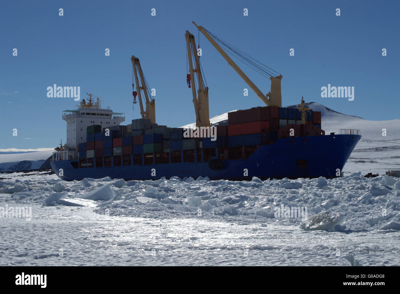 cargo container ship in the sea of Antarctica Stock Photo - Alamy