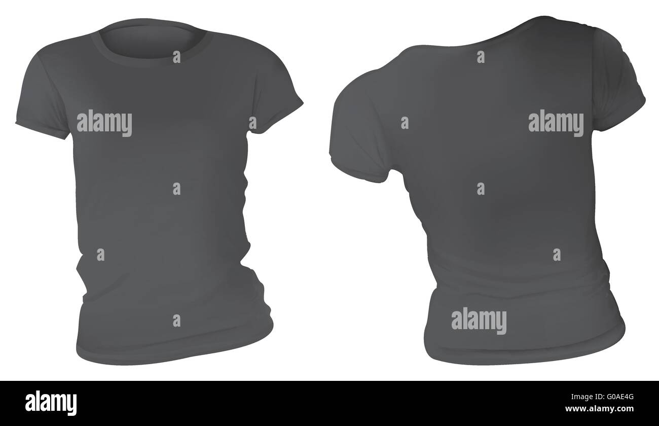 Vector Illustration Of Blank Black T Shirt Template For Women