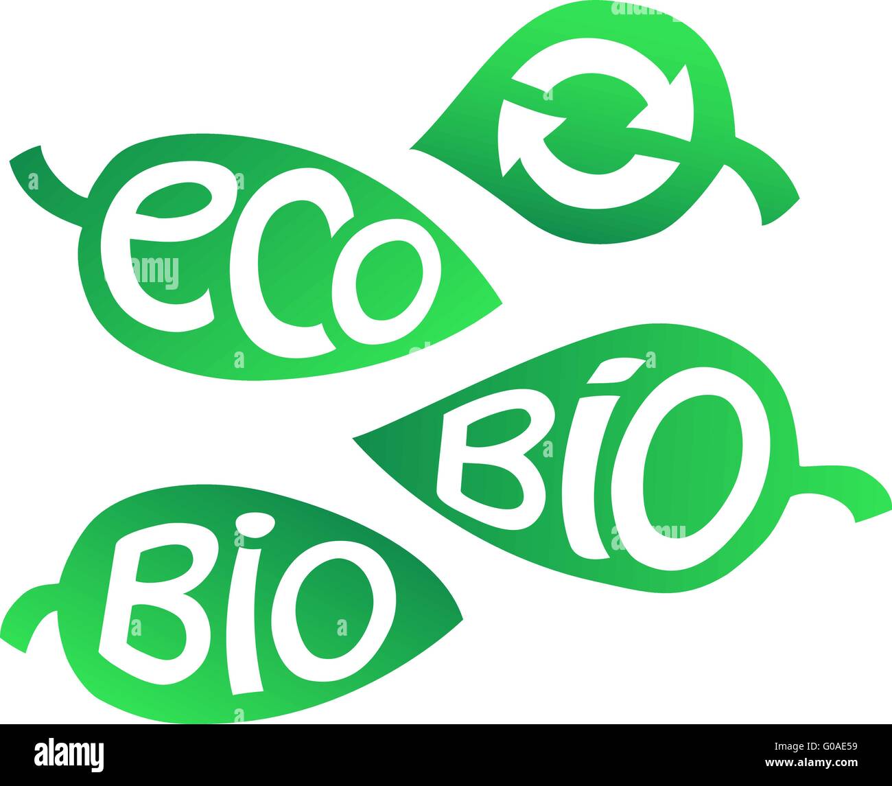 Hand drawn set of Eco labels. Ecology Inscriptions on leaf Stock Vector ...