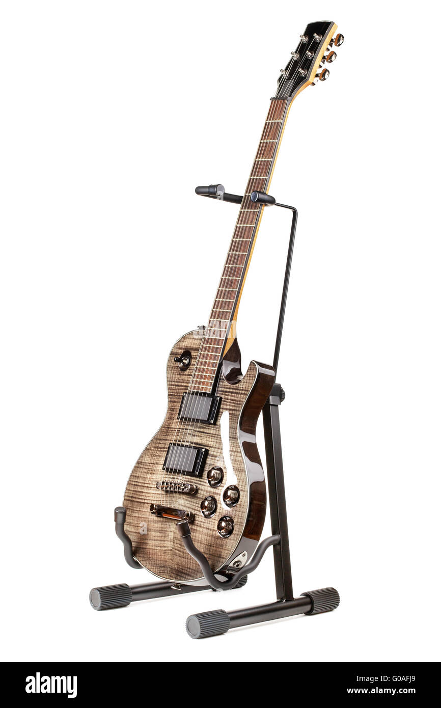 Electric Guitar On Stand Stock Photo Alamy