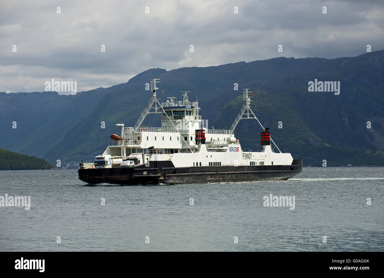 Ferry Finnoy in the Lysefjord, Norway Stock Photo
