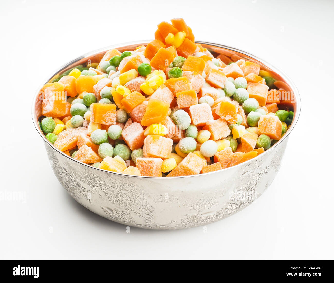 Frozen vegetables in steel bowl Stock Photo Alamy