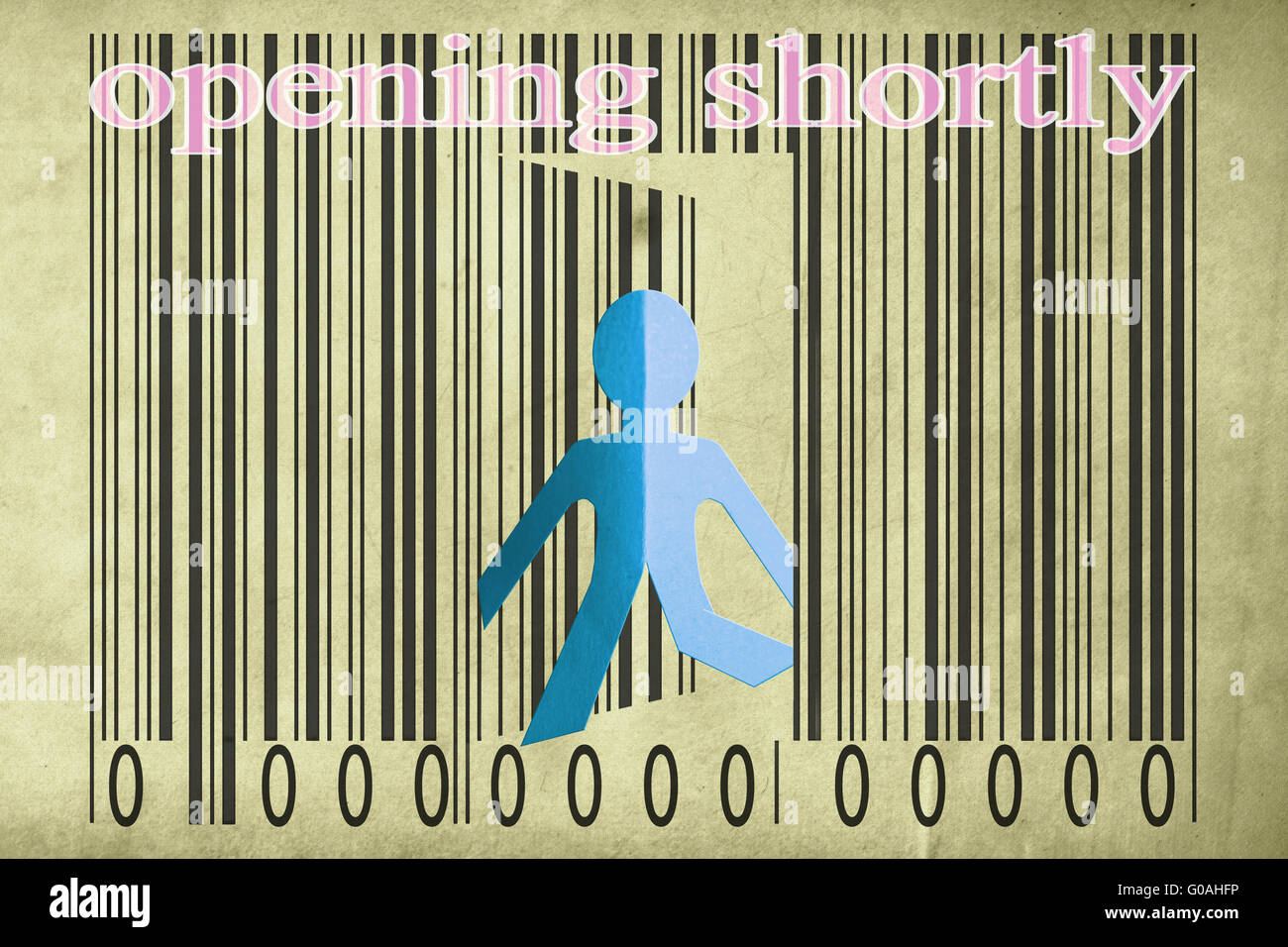 Shortly Bar Code Paperman coming out of a bar code with Opening shortly Words Stock ...