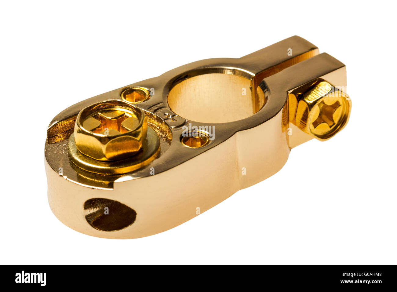 Positive contact terminal CAR battery isolated Stock Photo Alamy