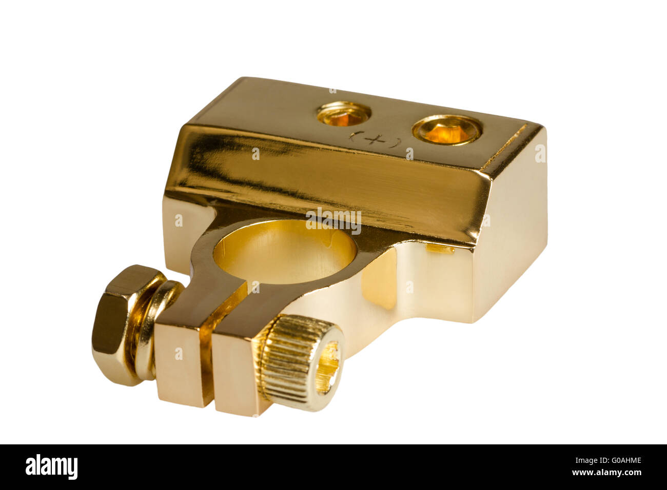 Positive contact terminal CAR battery isolated Stock Photo Alamy