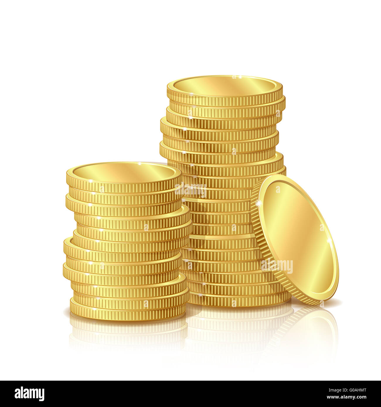 Stack of Gold Coins, isolated on white background Stock Photo - Alamy
