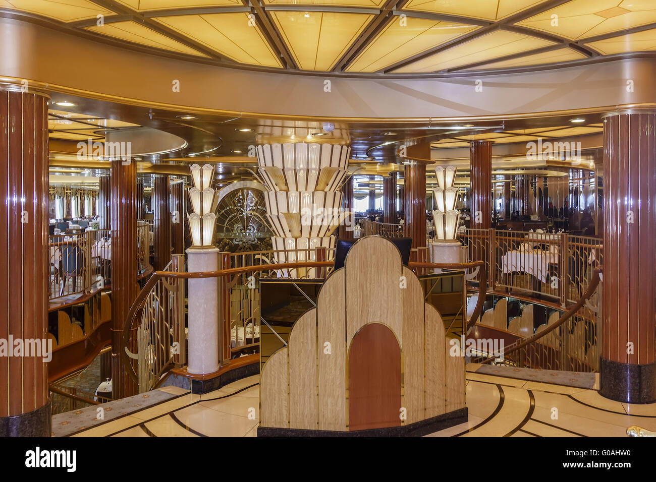 Inside View Of Cruise Ship Showing Entrance To Res Stock Photo
