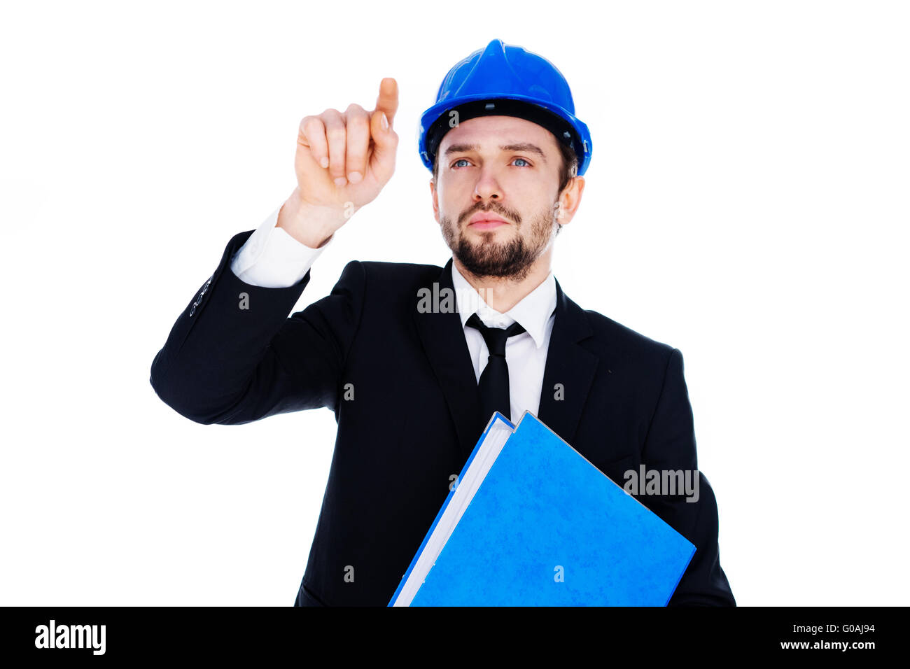 Young architect working on a virtual interface Stock Photo