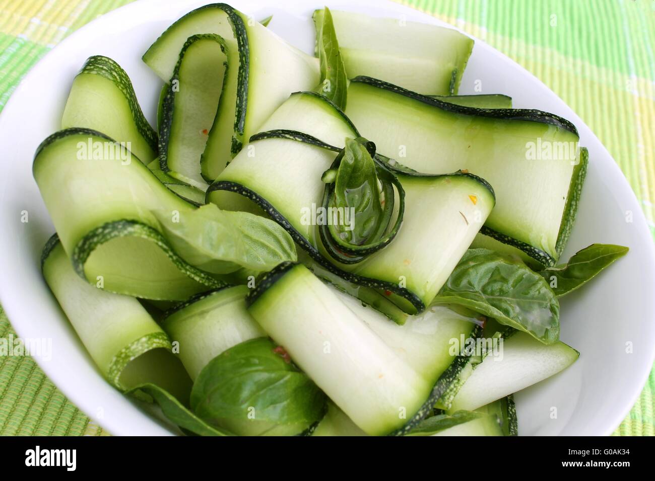 zucchini salad with basil Stock Photo