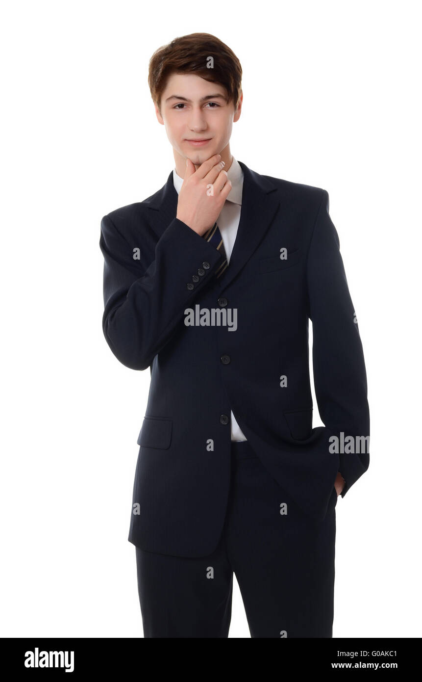 The businessman in a business suit on white background Stock Photo - Alamy