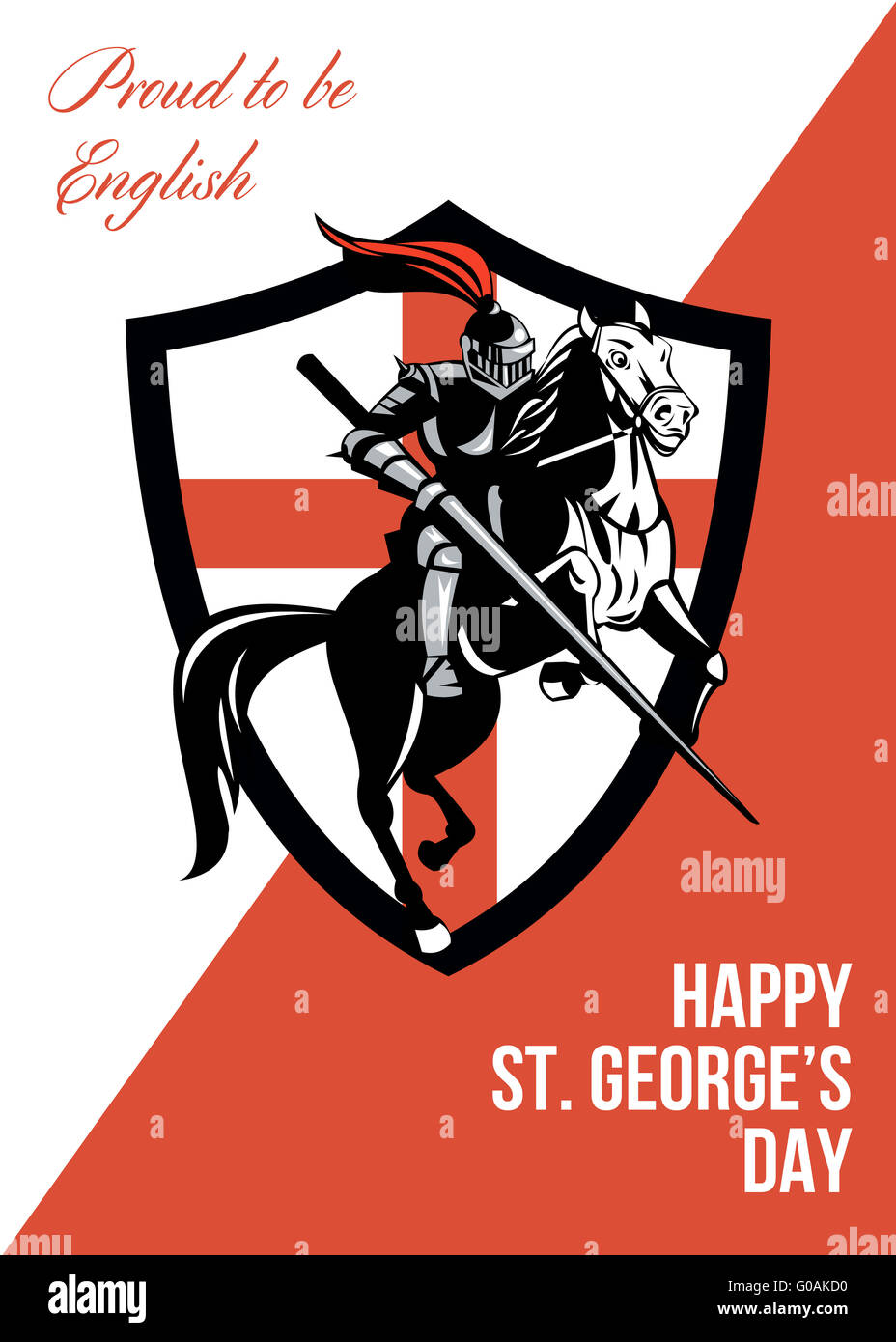 Proud to Be English Happy St George Day Retro Poster Stock Photo - Alamy