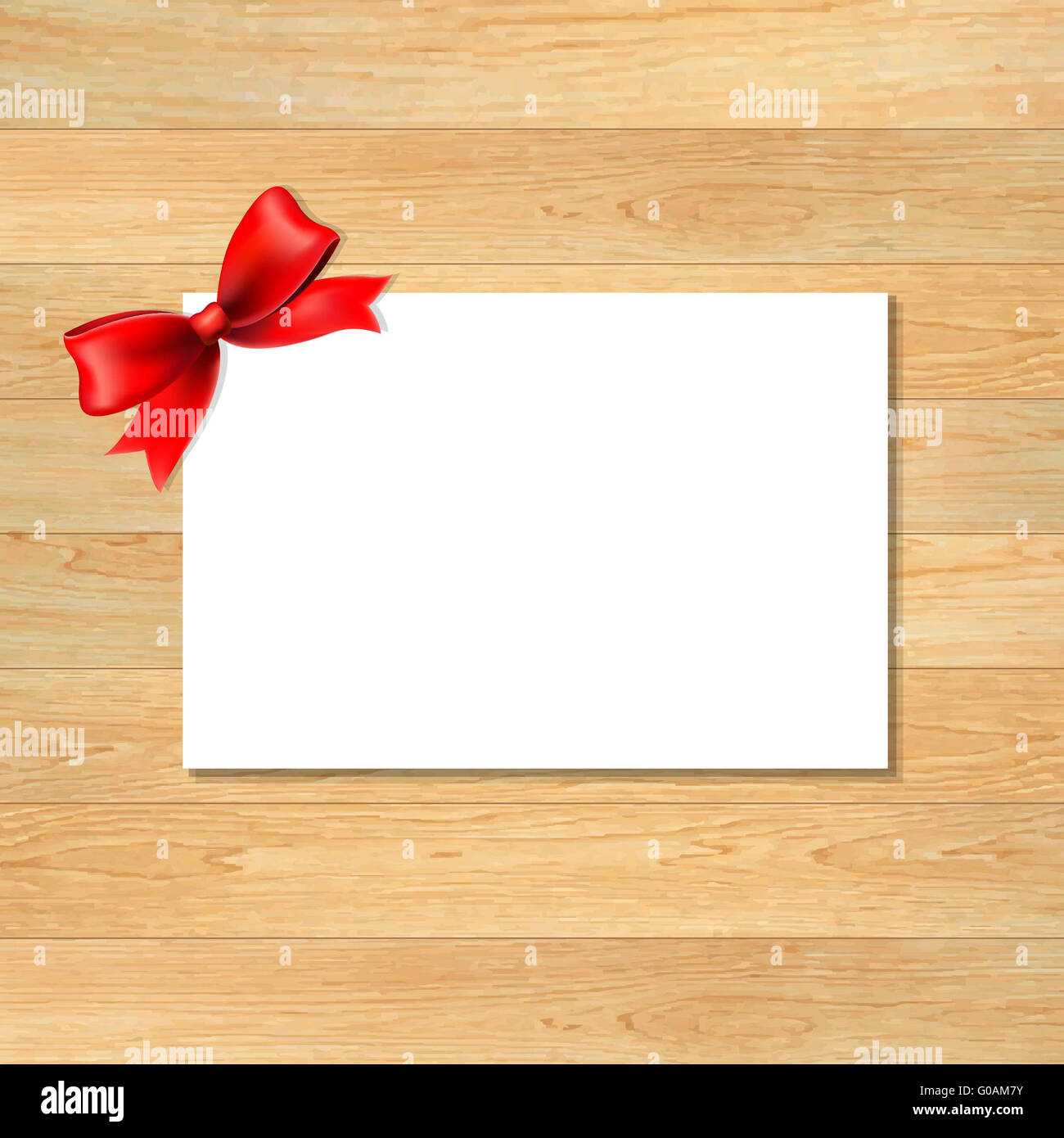 Red Bow And Blank Gift Tag With Wooden Wallpaper Stock Photo - Alamy