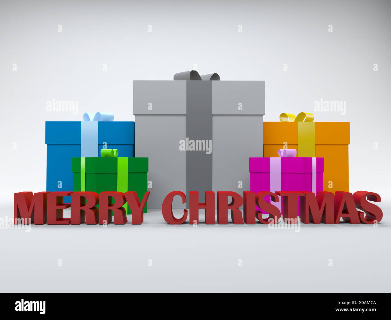 3d gift box merry christmas white red isolated on white background ...