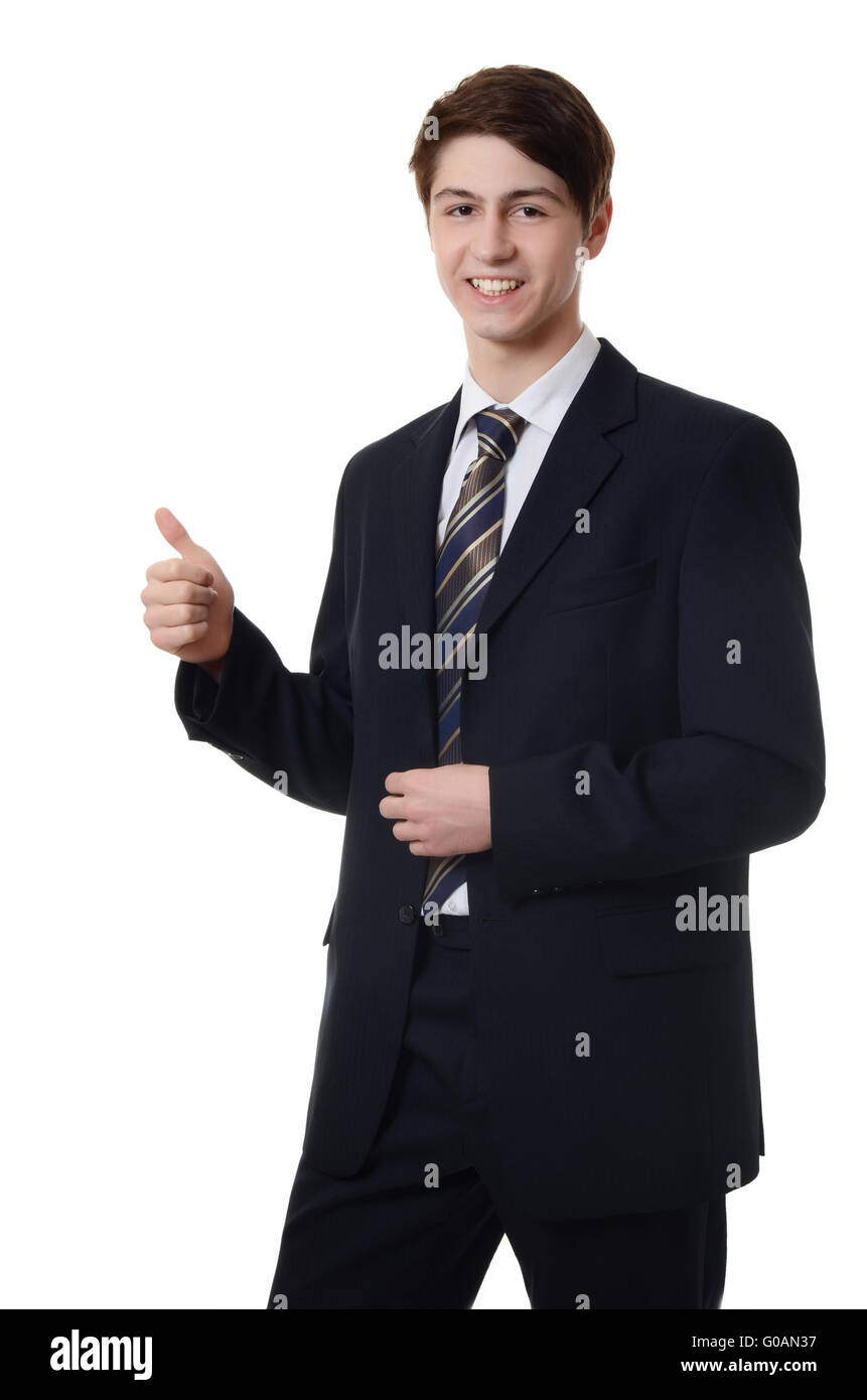 The businessman in a business suit on white background Stock Photo - Alamy