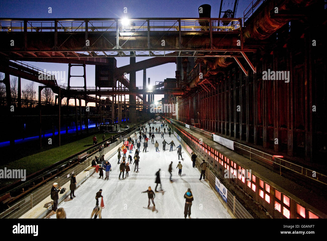 People at the rink, Zollverein, Essen, Germany Stock Photo