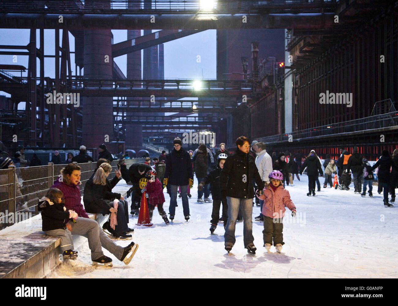 People at the rink, Zollverein, Essen, Germany Stock Photo