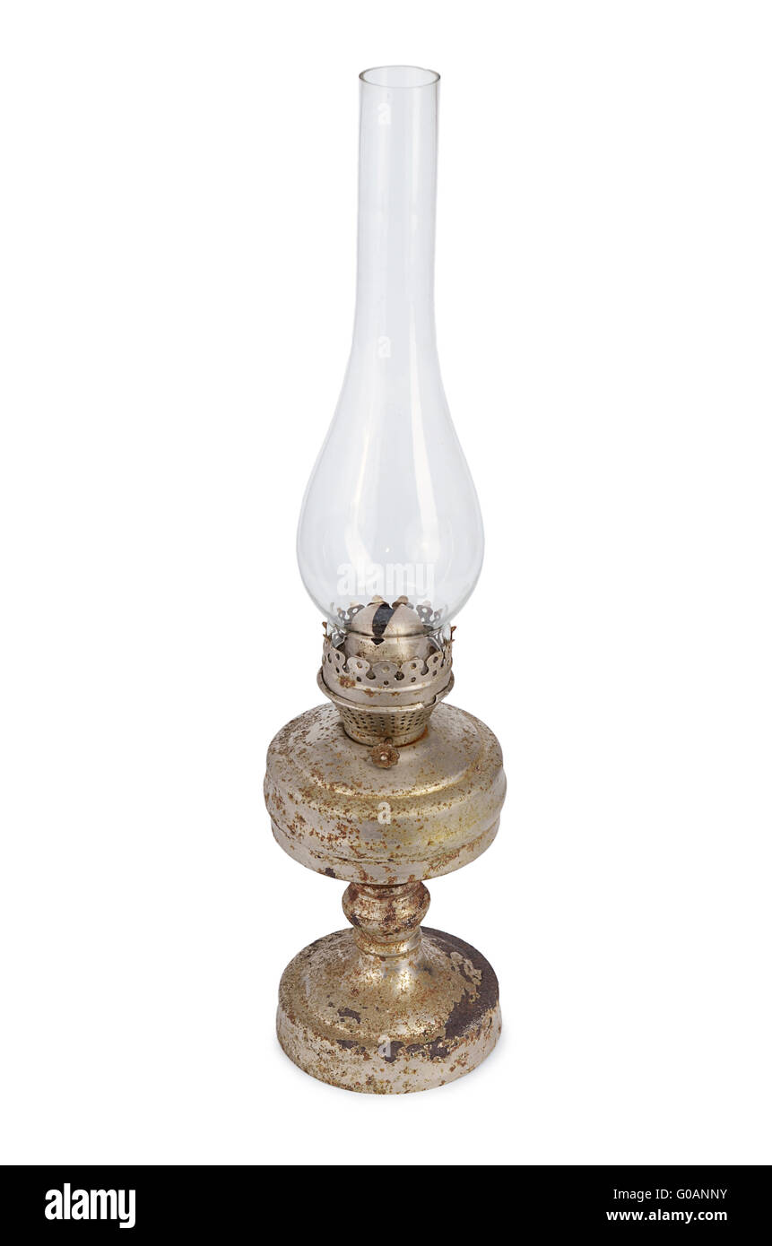 Ancient an oil lamp isolated on white background Stock Photo Alamy