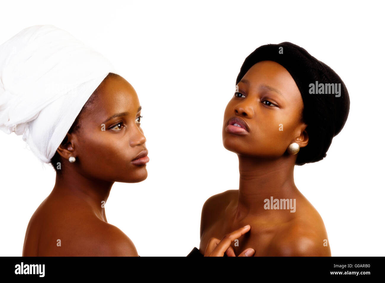 Portrait Of Two Black Sisters In Head Scarves Stock Photo