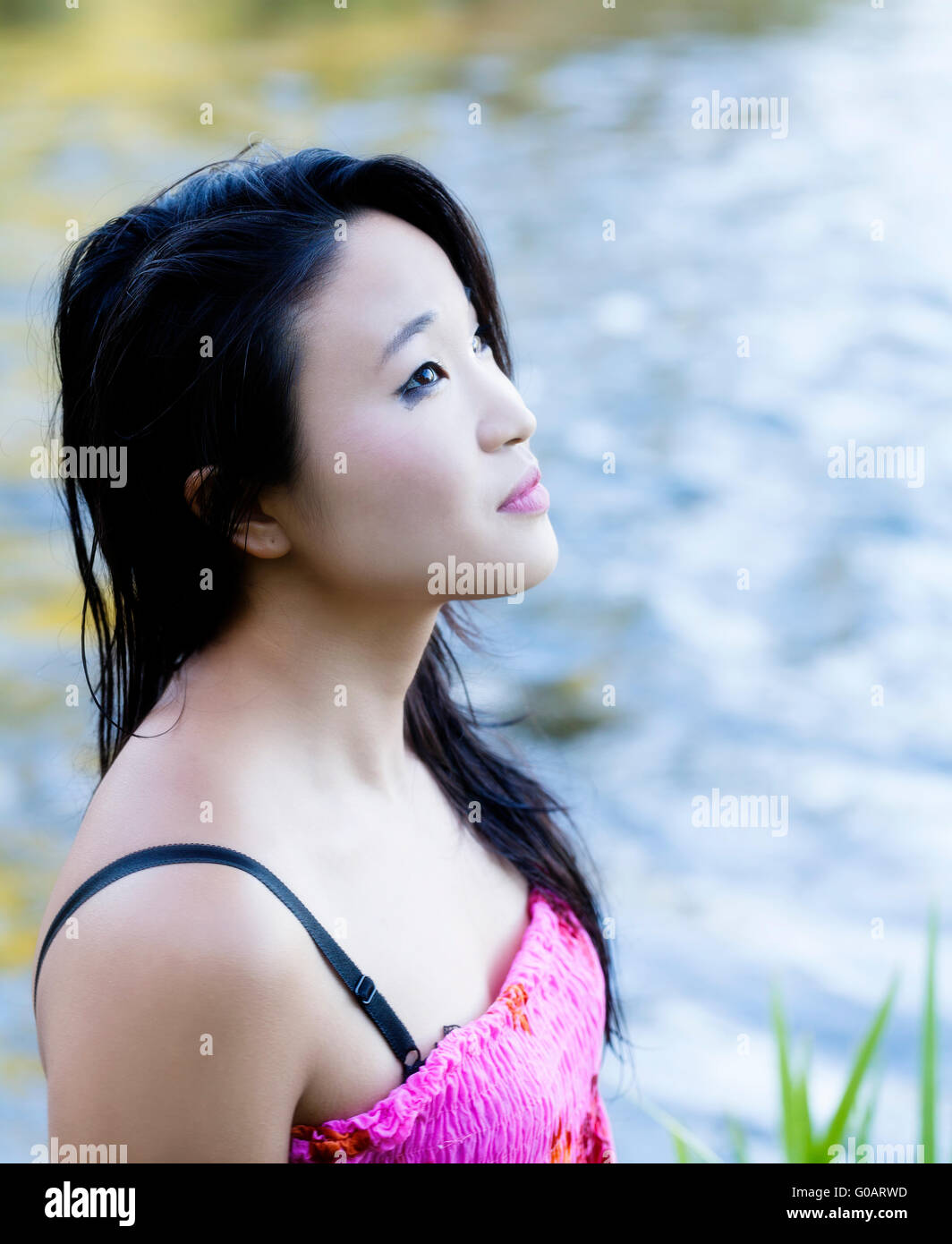 Attractive Young Japanese American Woman Outdoor Portrait Stock Photo