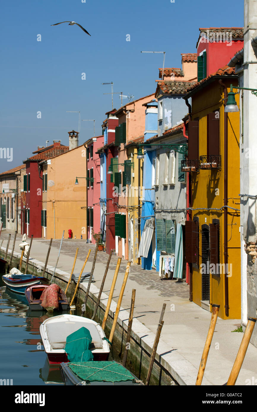 Water way in Burano. Italy Stock Photo