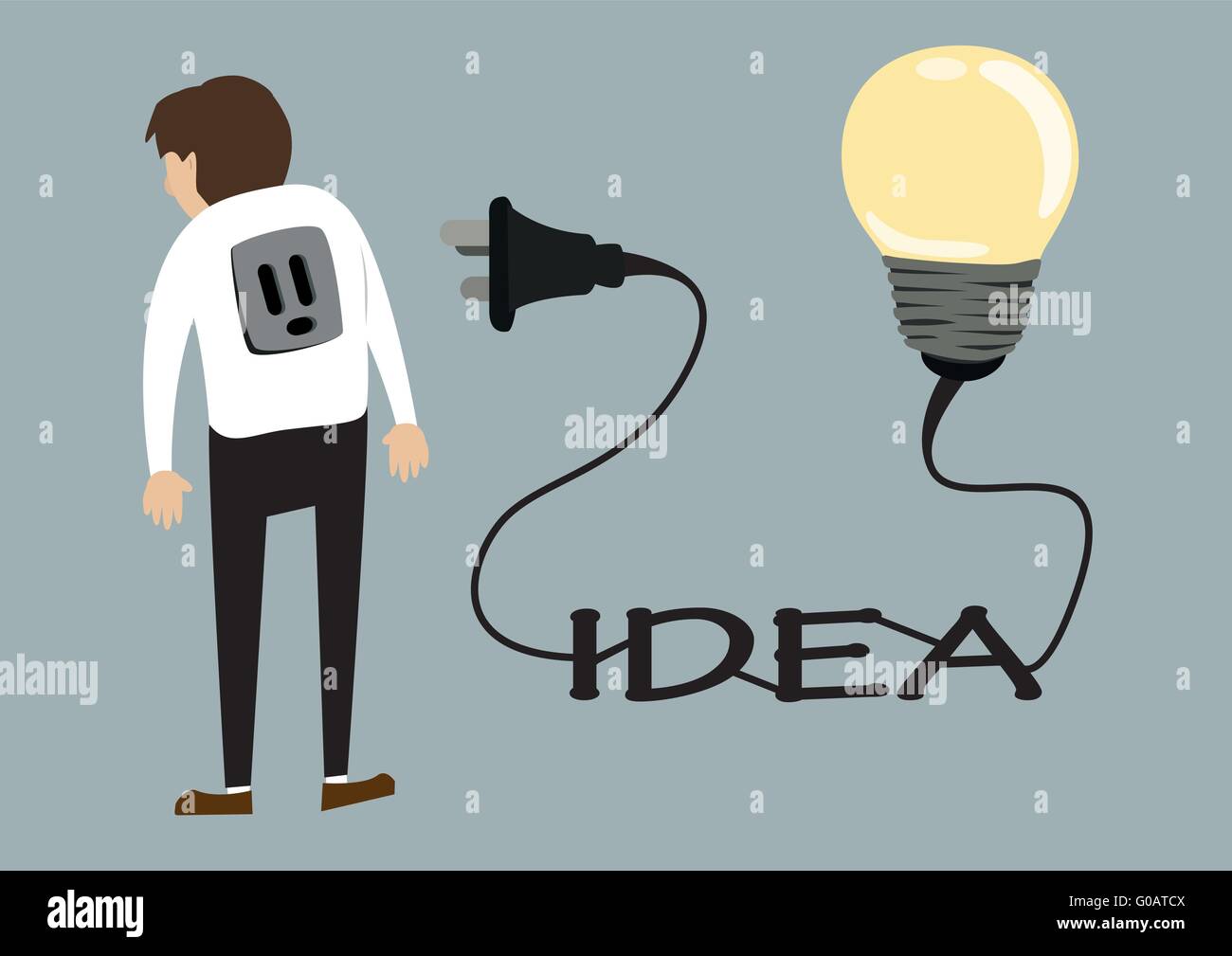 business man with light idea bulb plug socket Stock Vector Image & Art ...