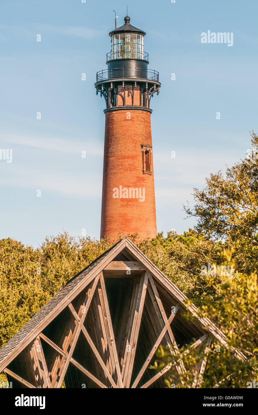 Currituck Beach Lighthouse on the Outer Banks of North Carolina Stock