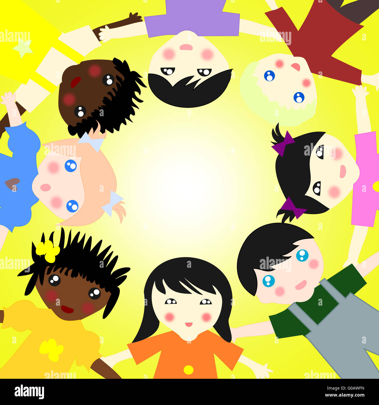 Children of different races together in a circle o Stock Photo