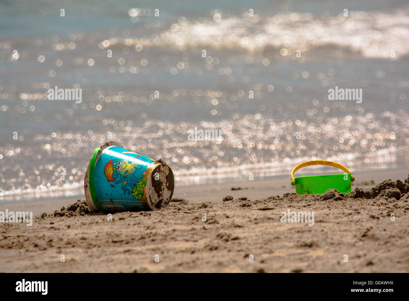 Buckets at the beach Stock Photo Alamy