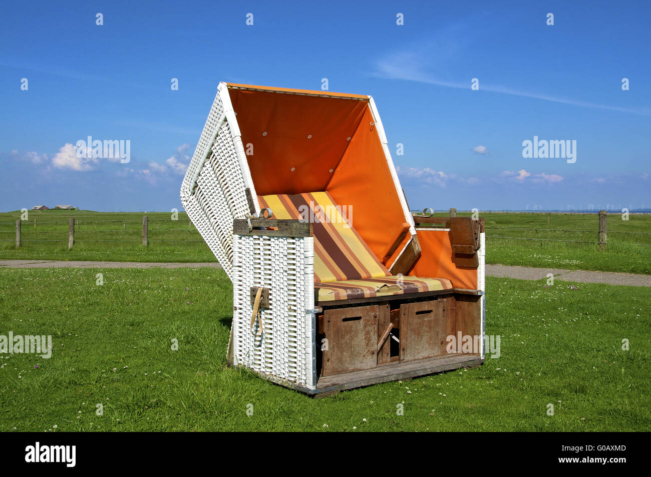 Roofed wicker beach chair Stock Photo Alamy