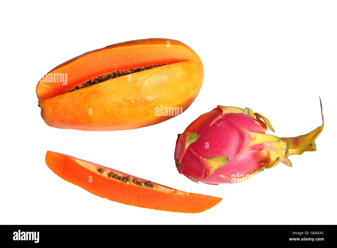 Tropical fruits - dragon fruit (Red Pitaya or Hylo Stock Photo