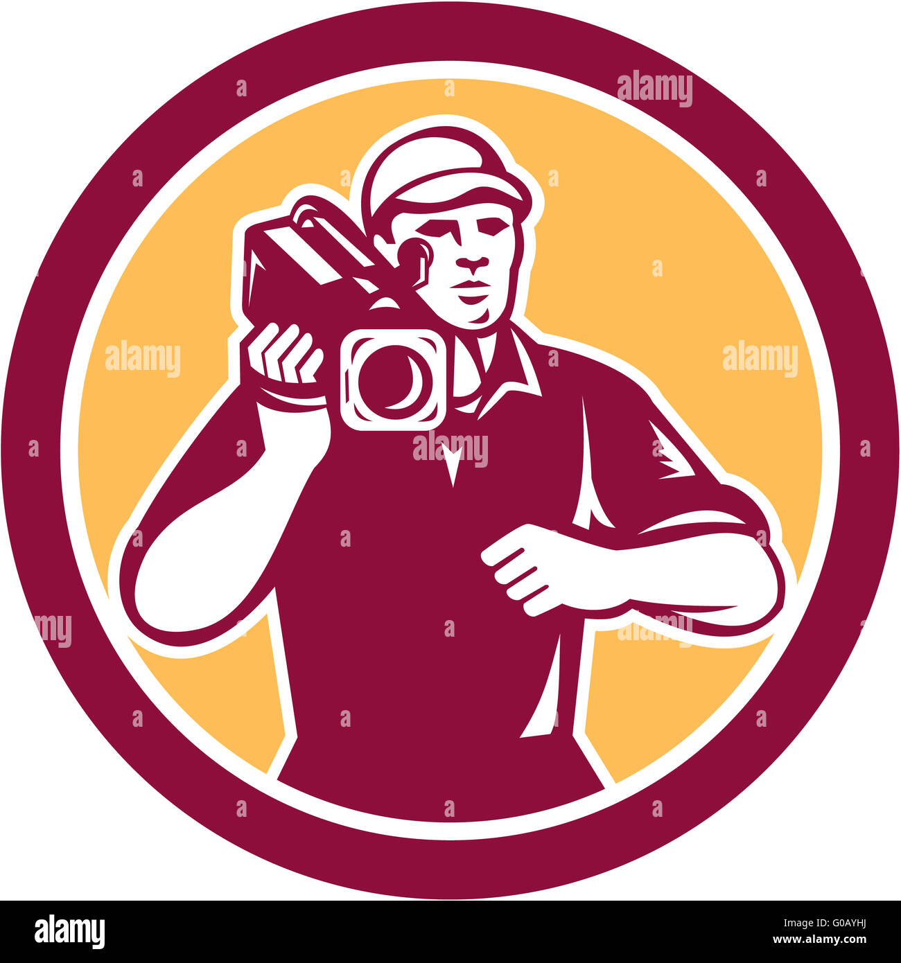 Cameraman Vintage Film Movie Camera Circle Retro Stock Photo - Alamy