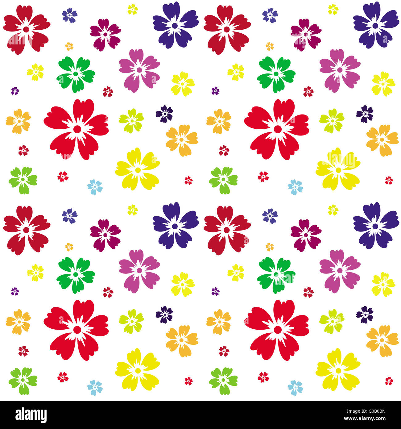 Seamless pattern of flowers on a white background Stock Photo - Alamy