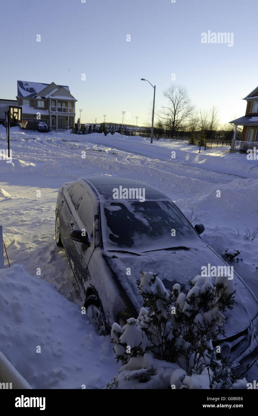 Car after snowstorm Stock Photo