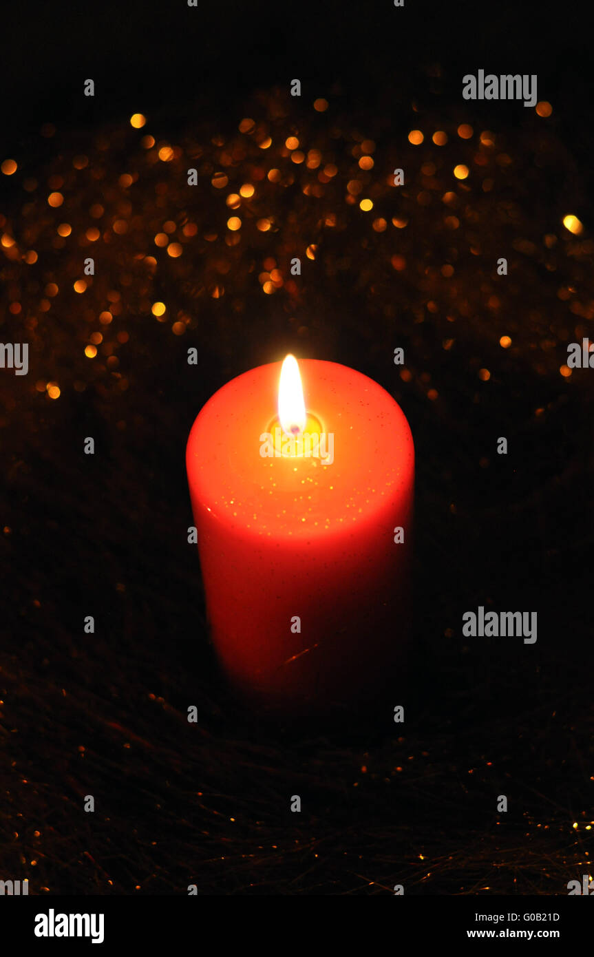 Christmas scene with candle Stock Photo - Alamy