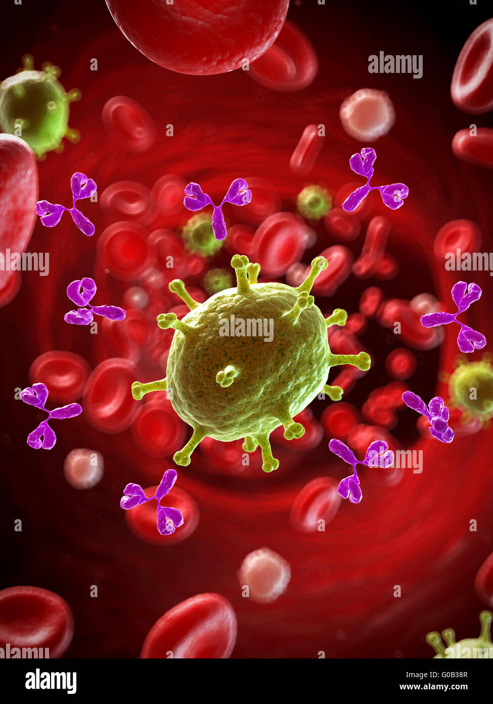 3d rendered illustration of antibodies attacking a virus Stock Photo ...