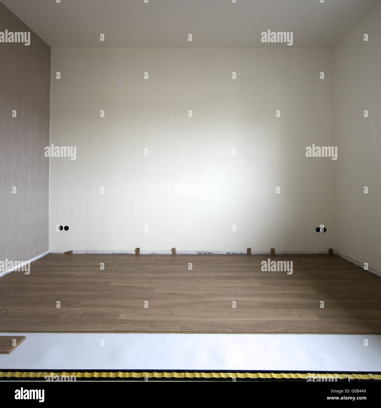 Laminate installation in new home Stock Photo