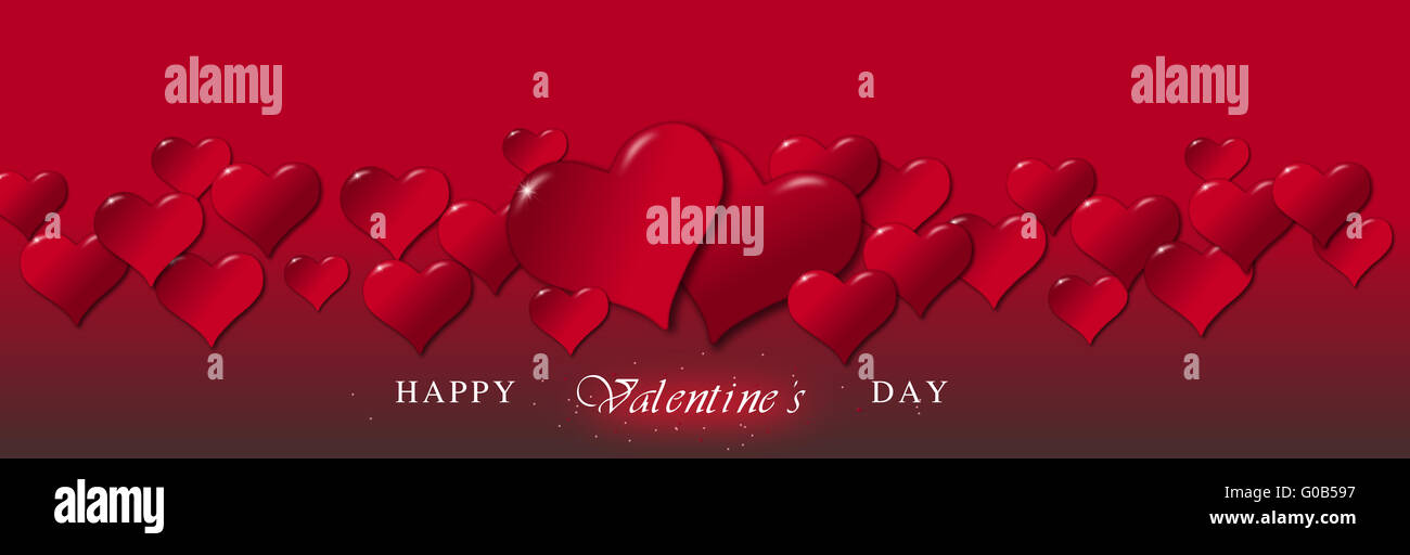 Illustration of hearts for a Valentine's Day on a red background Stock ...