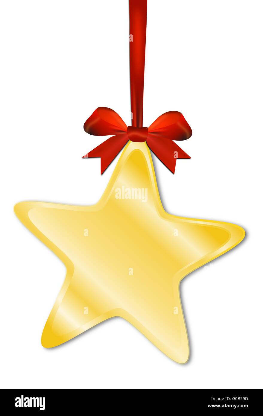 Decorative star with red bow on a white background Stock Photo - Alamy