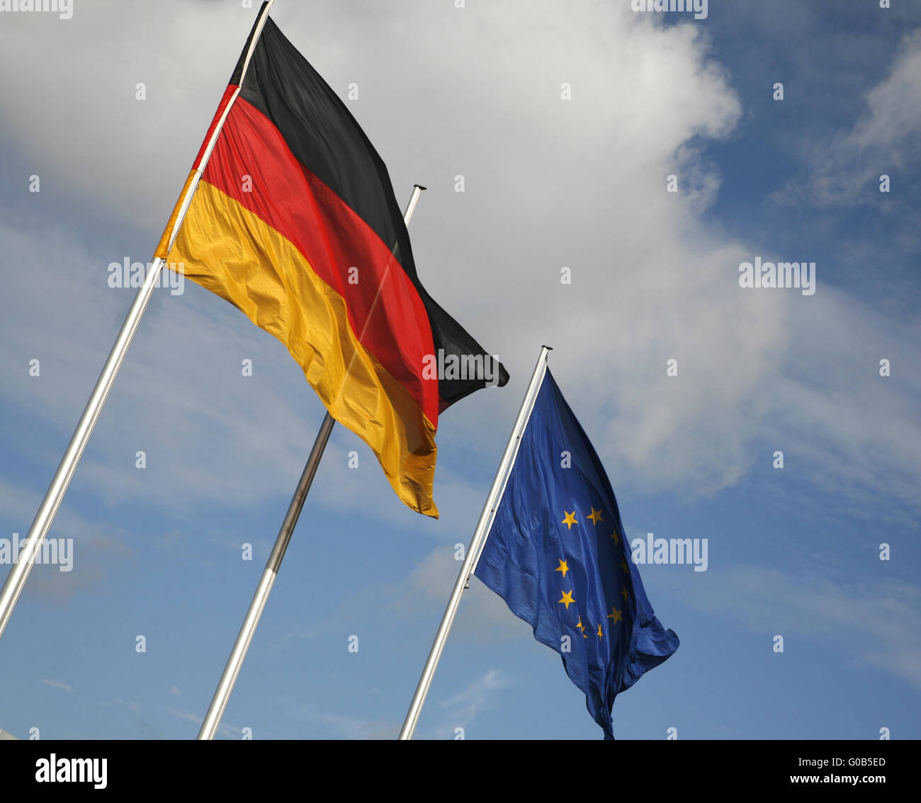 flags of EU and Germany Stock Photo