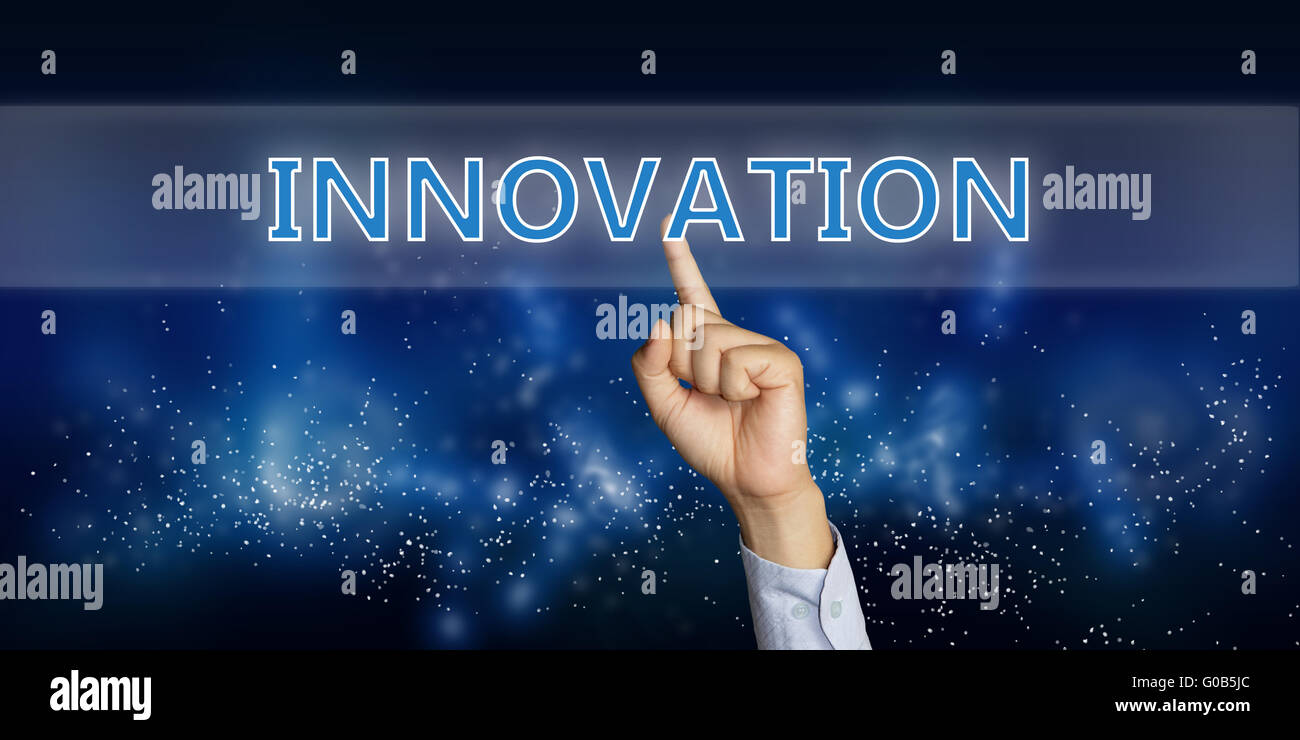 Business concept image of a businessman hand clicking Innovation button ...